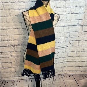 Vintage Rooster of Scotland Wool Scarf 100% Shetland Wool Fringed Unisex